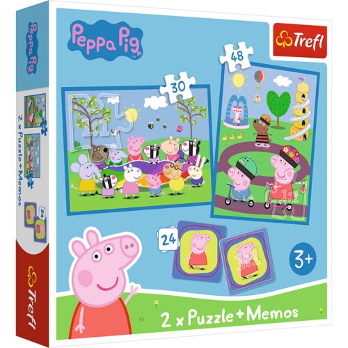 Puzzle 2u1 + memo - Sretni trenuci s Peppa Pig Trefl 93331 Slike