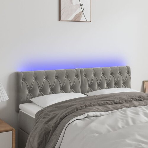 VidaXL LED posteljno vzglavje svetlo sivo 144x7x78/88 cm žamet Slike
