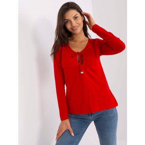 Fashion Hunters RUE PARIS red basic blouse with long sleeves Slike