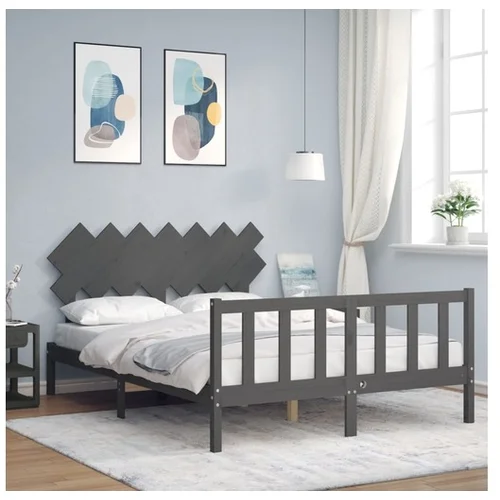 vidaXL Posteljni okvir z vzglavjem bel 5FT King Size trden l