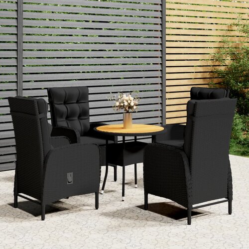  5-dijelni vrtni bistro set od poliratana crni Cijene