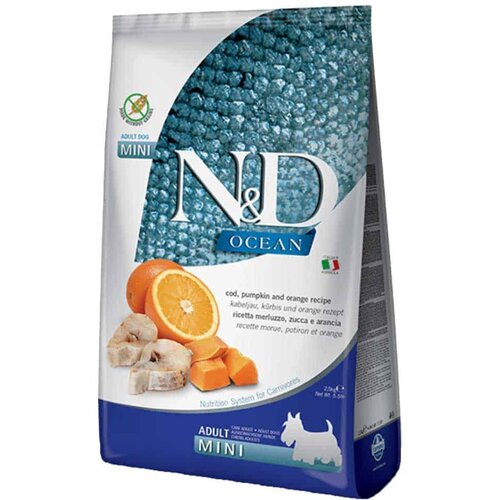 N&D OCEAN Mini bakalar, bundeva i pomorandža - 2.5 kg Cene