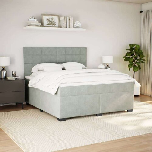 VidaXL Krevet s oprugama i madracem svjetlosivi 180x200 cm bar&amp;scaron;unasti Slike