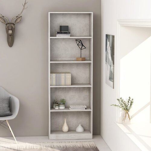 VidaXL Knjižna omara 5-nadstropna betonsko siva 60x24x175 cm, (20622644) Slike
