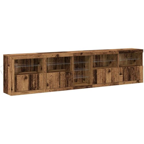  polica z LED lučmi star les 283x37x67 cm predelan les Slike