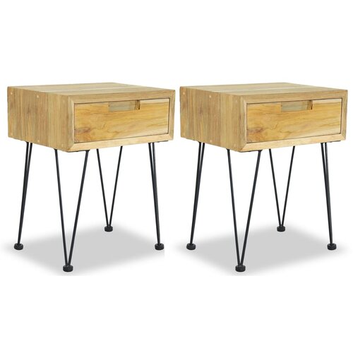VidaXL Noćni ormarići 2 kom 40 x 30 x 50 cm od masivne tikovine Slike