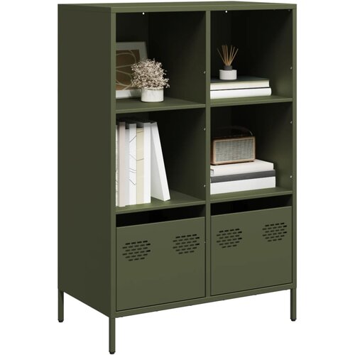  Visoka komoda maslinastozeleni 68x39x103,5 cm od čelika Slike
