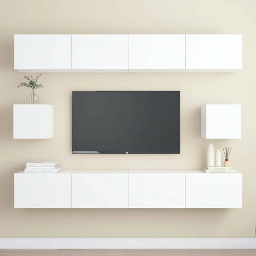 Komplet TV omaric 6-delni bela iverna plošča, (20730601)