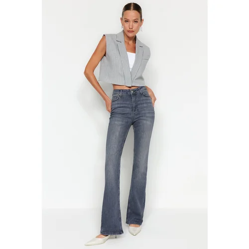 Trendyol Gray High Waist Flare Jeans