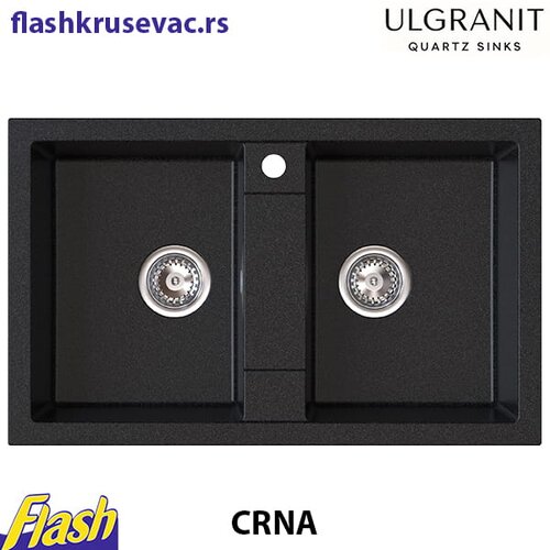  Granitna sudopera kvadratna dupla - Ulgranit ULG780DB - vi&amp;scaron;e boja ⚫️ CRNA Slike