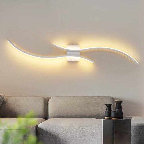 Nettlife Stenska LED stenska svetilka za notranjo uporabo - 14W hodni&amp;scaron;ka svetilka 100CM, stopni&amp;scaron;čna svetilka, bela, sodobni valovni dizajn, 3000K, (5000219980) Slike