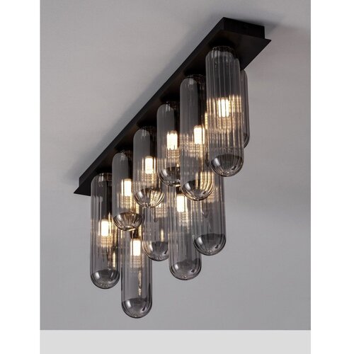 Nova Luce Siva steklena stropna svetilka s steklenim senčilom 10x72 cm Gustave &amp;ndash; Slike