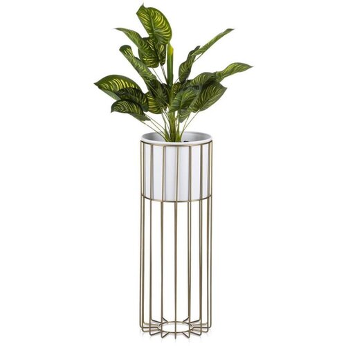 Metalna saksija LOFT 55x20 cm zlatna/bela Cene