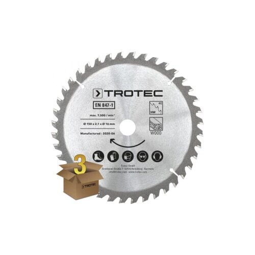 Trotec Set listova kružne pile &amp;Oslash; 150 mm (40 zuba), 3-dijelni; za drvo Slike