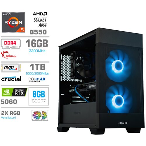 MEGA Računalnik MT S7X R5-5500/RTX5060/16GB/1TB-4.0/750W/Brez OS/črna RGB, (5000130909) Cene