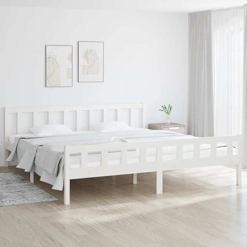  Okvir za krevet od masivnog drva bijeli 160 x 200 cm Cijene