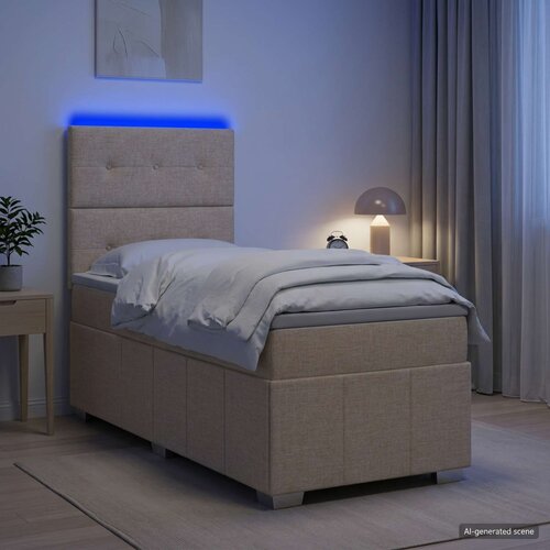  LED okvir za krevet s madracem Krem 90 x 200 cm Tkanina Cene