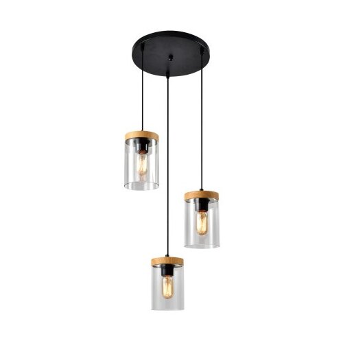Wels Viseća Lampa Crna + Drvo 3x40W E27 ( 15049 ) Slike