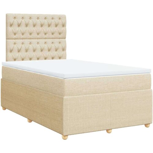vidaXL Box spring postelja z vzmetnico krem 120x190 cm blago, (21304862) Cene