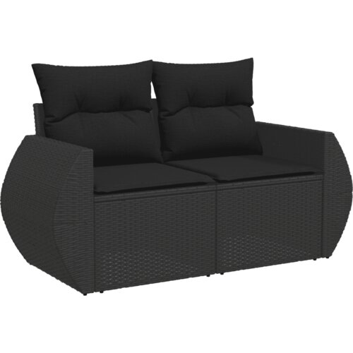  7-dijelni set vrtnih sofa od poliratana s jastucima crni Crna 70 x 62 x 69 cm Slike