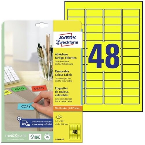  Etikete zweckform l6041 1/20 rumena 45,7x21,2 ZWECKFORM1 Slike