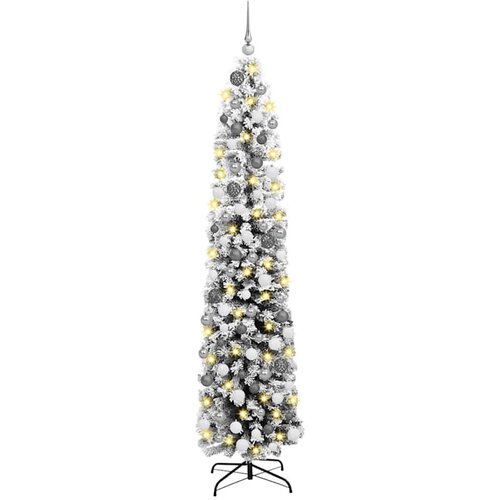  Mr&amp;scaron;avo božićno stablo 300 LED-ova i set kuglica i snijega zeleni 180 cm Slike