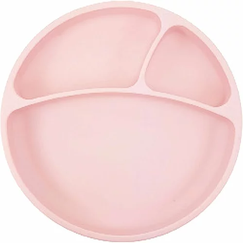 Minikoioi otroški krožnik iz silikona in vakumsko pritrditvijo Portions - roza