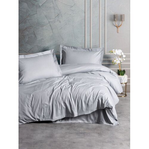 Stripe Grey Grey Satin Single Quilt Cover Set (DE) Slike