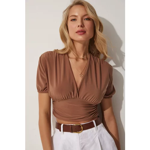 Happiness İstanbul Blouse - Brown - Fitted