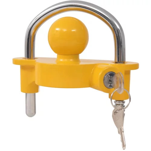 vidaXL Ključavnica za prikolico z 2 ključema jeklo in aluminij rumena