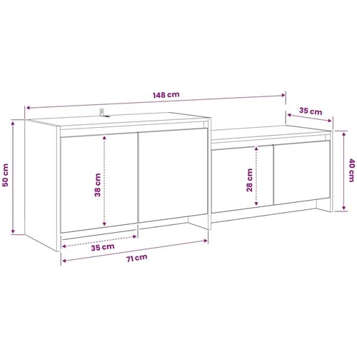 TV komoda 147 x 35 x 50 cm Staro drvo Prerađeno drvo - Staro drvo Slike