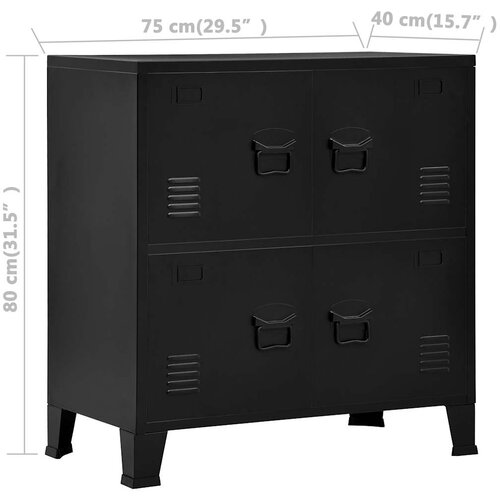 Industrijski sanduk za pohranu crni 75 x 40 x 80 cm čelični Slike
