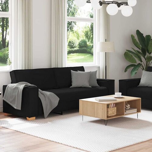  Dvodijelni set sofa s jastucima, crna tkanina Slike