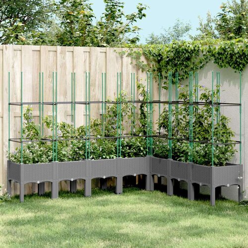  Vrtna sadilica s rešetkom svjetlosiva 200 x 160 x 142 5 cm PP Cijene