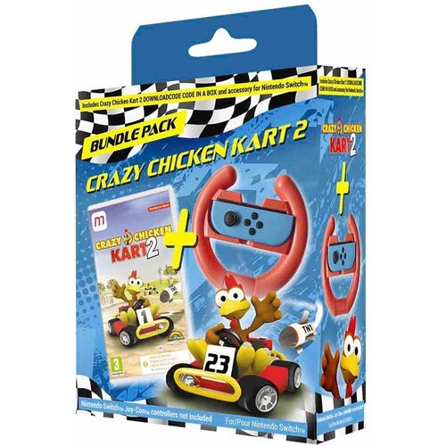 Mindscape switch crazy chicken kart 2 (code in a box) steering wheel bundle Cene