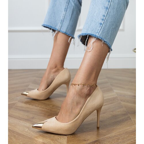 D/CEO Beige eco-suede pumps with metallic toe Elaza Cene