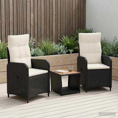  Set lounge namje&scaron;taja za vrt 3 kom. Crna i krem-bijela Cijene