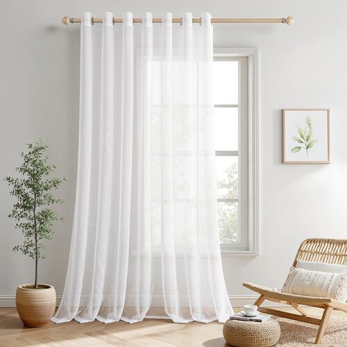 MIULEE 300 &amp;times; 260 cm Transparentna voil zavesa z rinkami Slike