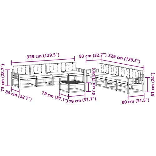  Set vanjskih sofa 9 kom. Bijela i bež Poliester Slike