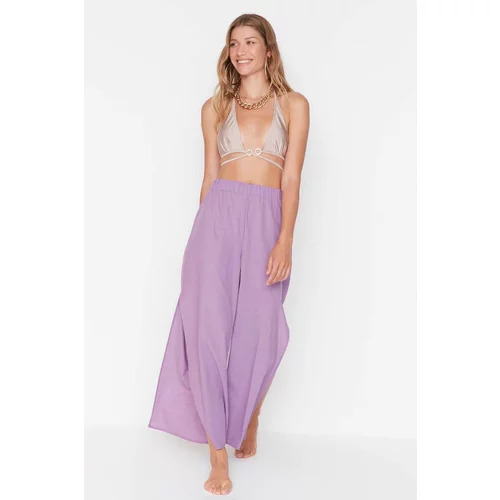 Trendyol Lilac Linen Textured Slit Trousers