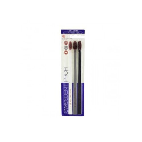 Swissdent Profi Colours Trio Soft-Medium mehka do srednje trda zobna &amp;scaron;četka 3 ks odtenek White, Grey, Black Slike