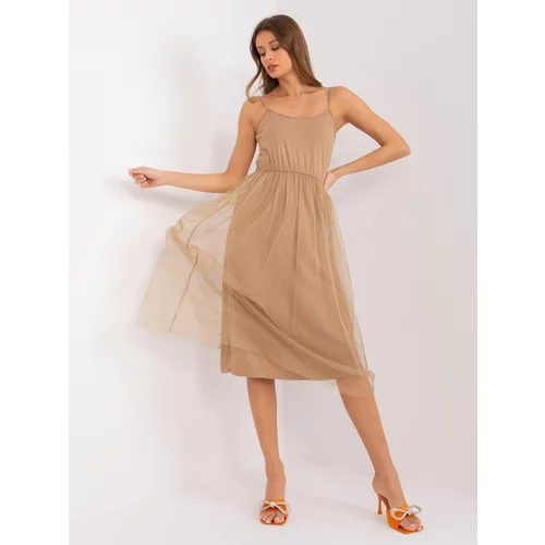 Fashion Hunters Camel cocktail dress with tulle bottom