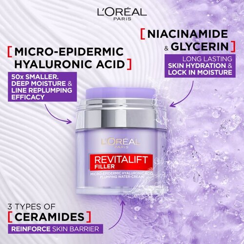 L&amp;acute;Or&amp;eacute;al Paris Revitalift Filler HA Plumping Water-Cream dnevna krema za lice 50 ml za žene Slike