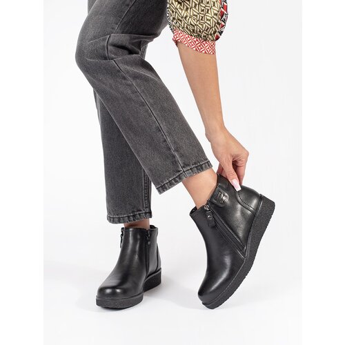 Sergio Leone Black leather comfortable insulated ankle boots Slike
