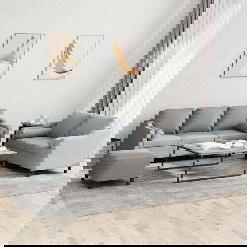 vidaXL Sedežna garnitura 3-delna z vzglavniki svetlo sivo blago Cene