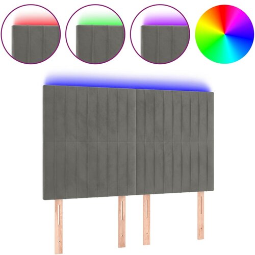 Maison Chic led posteljno vzglavje - vzglavna omarica - nočna omarica svetlo sivo 144x5x118/128 cm žamet, (21707732) Slike
