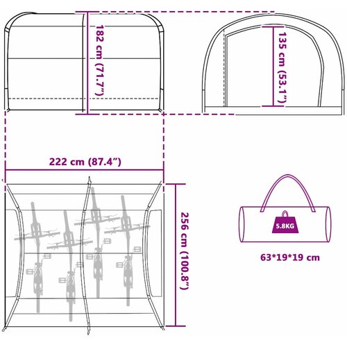  za spremanje bicikala Zelena 256 x 222 x 182 cm taft Slike