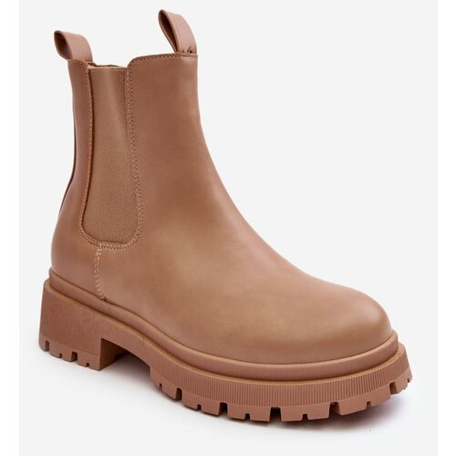 Kesi Leather chelsea boots with zipper, dark beige Pitrese Slike
