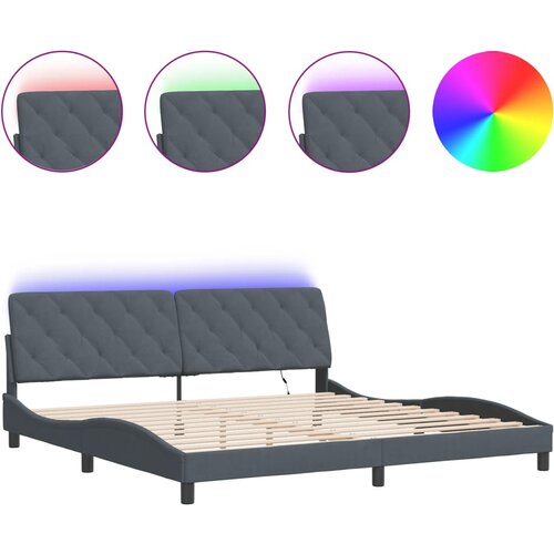 Maison Chic Posteljni okvir - Dvoposteljna postelja - Zakonska postelja z LED lučkami temno siva 200x200 cm žamet, (21695862) Cene