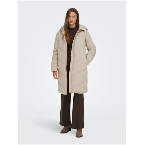 JDY Beige Winter Quilted Coat Rikka - Women Cene